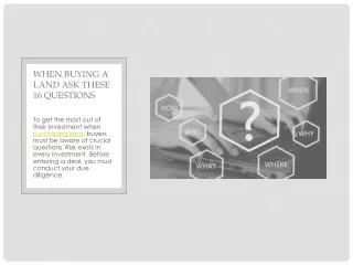 When Buying A land Ask These 16 Questions