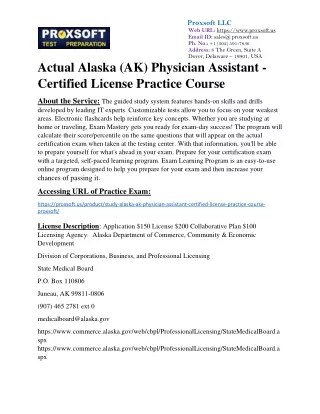 Actual Alaska (AK) Physician Assistant - Certified License Practice Course