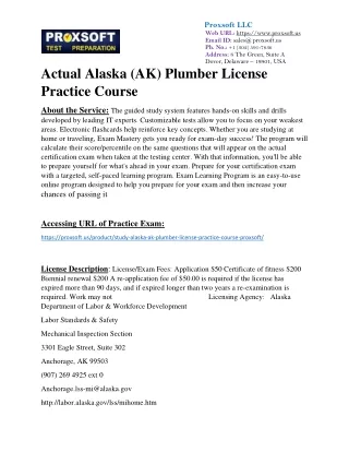 Actual Alaska (AK) Plumber License Practice Course