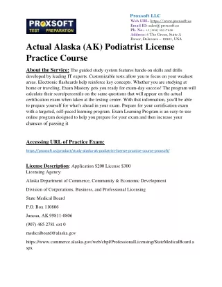 Actual Alaska (AK) Podiatrist License Practice Course