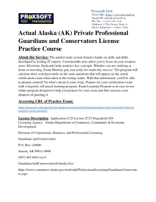 Actual Alaska (AK) Private Professional Guardians and Conservators License Pract