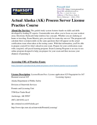 Actual Alaska (AK) Process Server License Practice Course