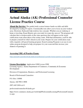 Actual Alaska (AK) Professional Counselor License Practice Course