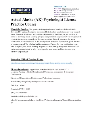 Actual Alaska (AK) Psychologist License Practice Course