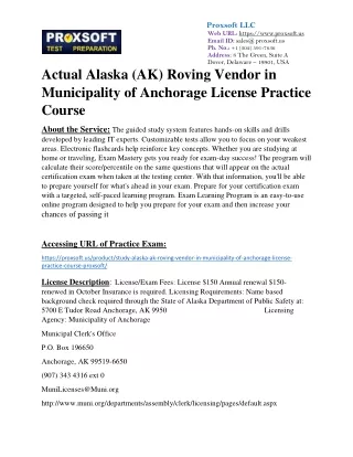 Actual Alaska (AK) Roving Vendor in Municipality of Anchorage License Practice C