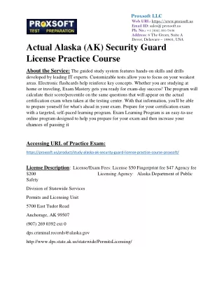 Actual Alaska (AK) Security Guard License Practice Course