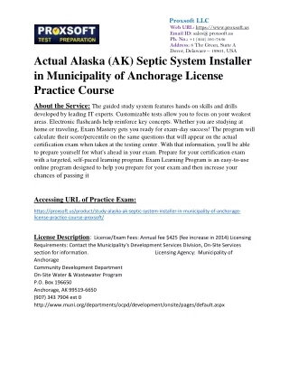 Actual Alaska (AK) Septic System Installer in Municipality of Anchorage License