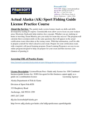 Actual Alaska (AK) Sport Fishing Guide License Practice Course