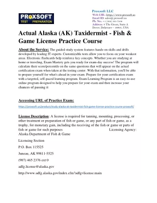 Actual Alaska (AK) Taxidermist - Fish & Game License Practice Course