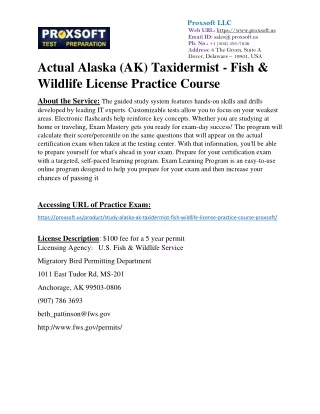 Actual Alaska (AK) Taxidermist - Fish & Wildlife License Practice Course