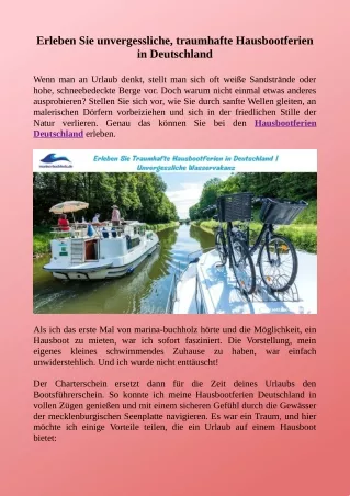 Erleben Sie Traumhafte Hausbootferien in Deutschland | Unvergessliche