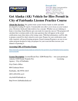 Get Alaska (AK) Vehicle for Hire Permit in City of Fairbanks License Practice Co