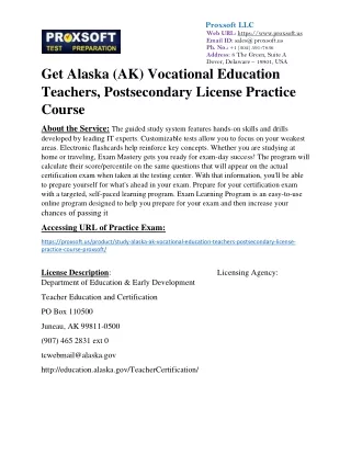 Get Alaska (AK) Vocational Education Teachers, Postsecondary License Practice Co