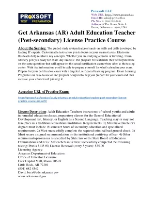 Get Arkansas (AR) Adult Education Teacher (Post-secondary) License Practice Cour