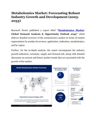 Metabolomics Market: Forecasting Robust Industry Growth and Development 2033