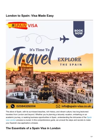 London to Spain Visa Made Easy