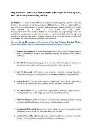 Crop Protection Chemicals Market_Blog