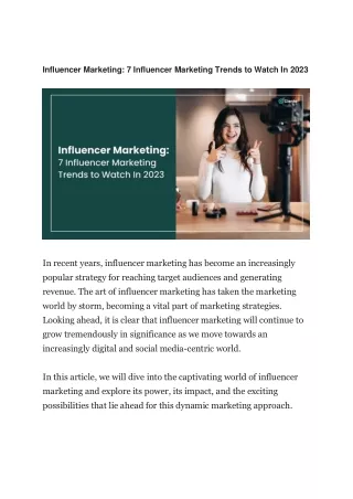 Influencer Marketing – 7 Influencer Marketing Trends to Watch In 2023