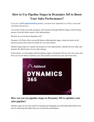 How to Use Pipeline Stages in Dynamics 365 to Boost Your Sales Performance