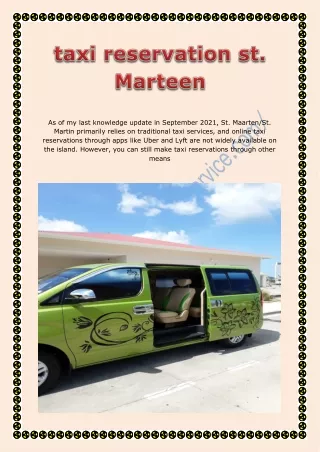 taxi reservation st. Marteen