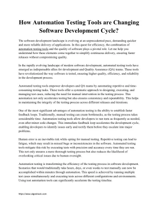 How Automation Testing Tools are Changing Software Development Cycle