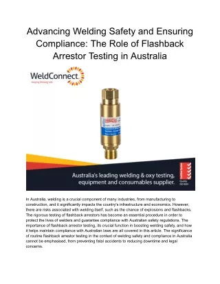 Advancing Welding Safety and Ensuring Compliance_ The Role of Flashback Arrestor Testing in Australia