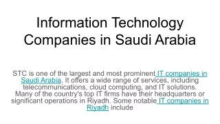 Information Technology Companies in Saudi Arabia