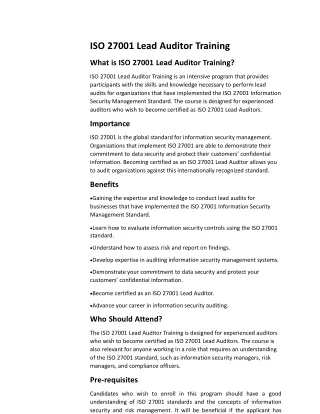 ISO 27001 Lead Auditor Training-Article modify