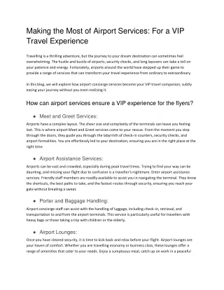 Making the Most of Airport Services_ Your VIP Travel Companion
