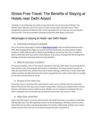 Stress-Free Travel_ The Benefits of Staying at Hotels near Delhi Airport