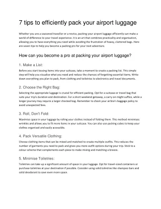 7 tips to efficiently pack your airport luggage