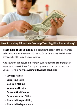 How Providing Allowance Can Help Teaching Kids About Money