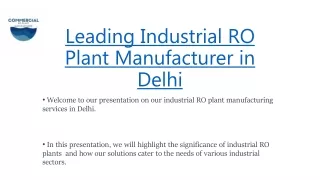 Leading Industrial RO Plant Manufacturer in Delhi