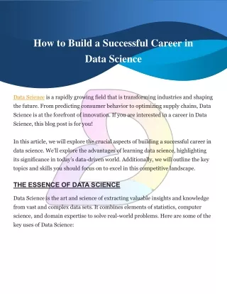 How to Build a Successful Career in data science