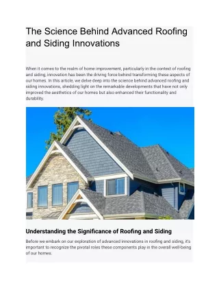 The Science Behind Advanced Roofing and Siding Innovations