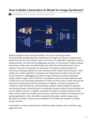 How to Build a Generative AI Model for Image Synthesis