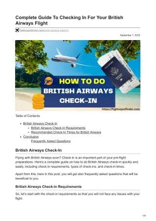 Complete Guide To Checking In For Your British Airways Flight