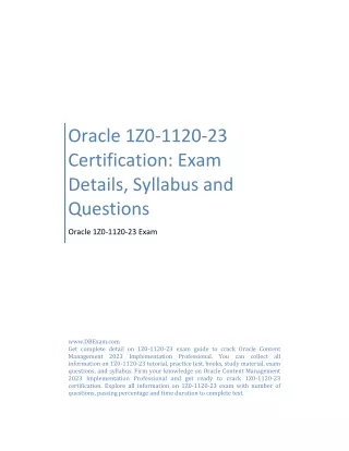 Oracle 1Z0-1120-23 Certification: Exam Details, Syllabus and Questions