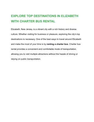 EXPLORE TOP DESTINATIONS IN ELIZABETH WITH CHARTER BUS RENTAL | BUS CHARTER NATI