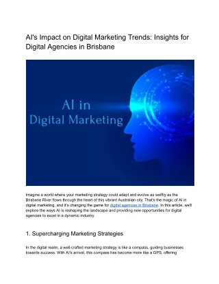 AI's Impact on Digital Marketing Trends in Brisbane: Insights for Digital Agency