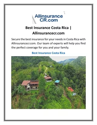 Best Insurance Costa Rica | Allinsurancecr.com