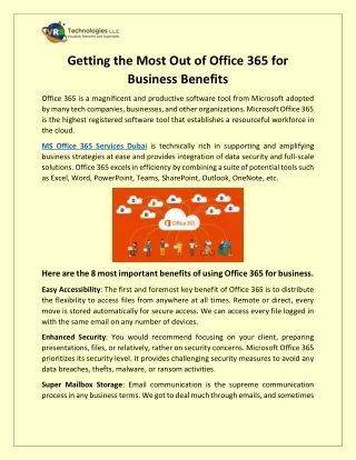 Getting the Most Out of Office 365 for Business Benefits