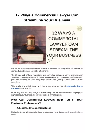 12 Ways a Commercial Lawyer Can Streamline Your Business