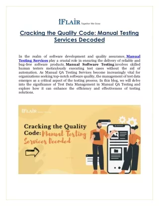 Cracking the Quality Code Manual Testing Services Decoded