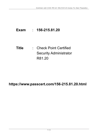 CheckPoint CCSA R81.20 156-215.81.20 Dumps