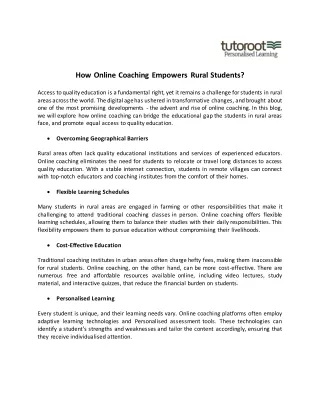 How Online Coaching Empowers Rural Students?