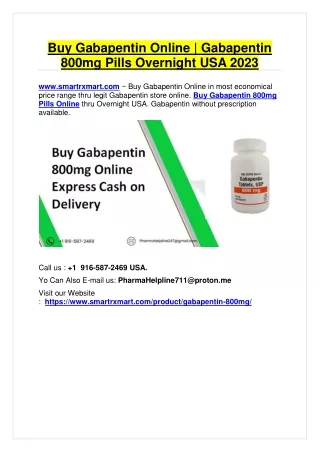 Buy Gabapentin Online | Gabapentin 800mg Pills Overnight USA 2023