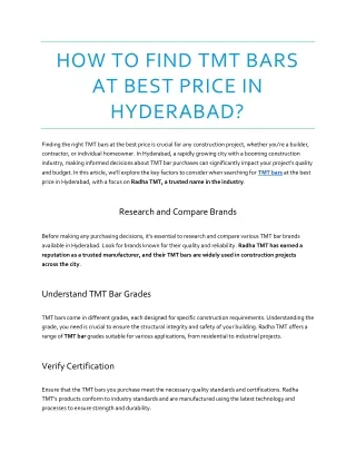 How to Find TMT Bars at Best Price in Hyderabad