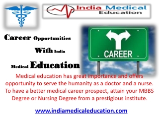 Career Opportunities With India Medical Education