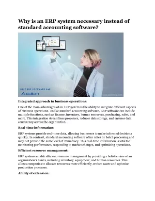 Why is an ERP system necessary instead of standard accounting software